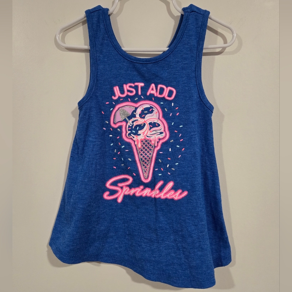 Blue Kids Tank Top with Ice Cream Design